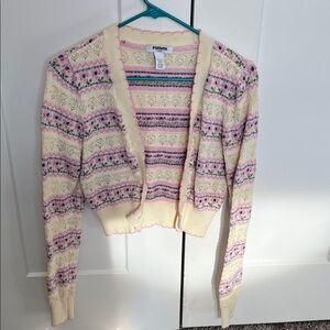 ASOS Women's Cream and Pink Striped Cardigan